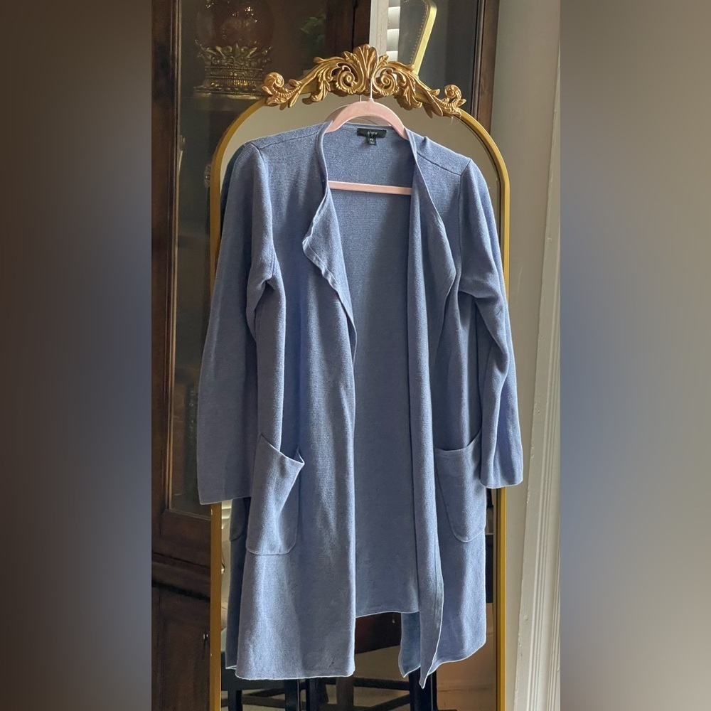 JCrew Juliette Blue Periwinkle collarless sweater-blazer XS